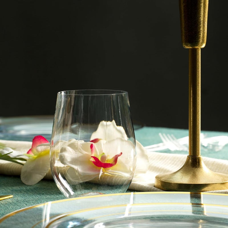 Munfix Plastic Stemless Wine Glasses 24 Pack, Disposable 12 Oz Clear Plastic Wine Cups Shatterproof Recyclable and BPA-Free - Image 3